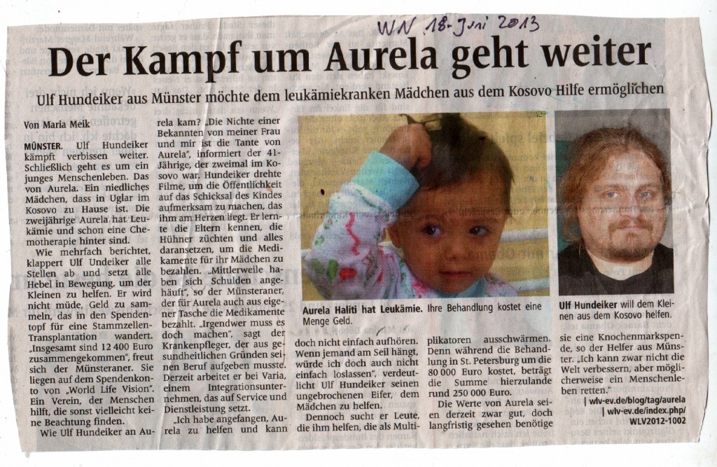 Artikel in den Westfälischen Nachrichten (Münster) vom 18. Juni 2013